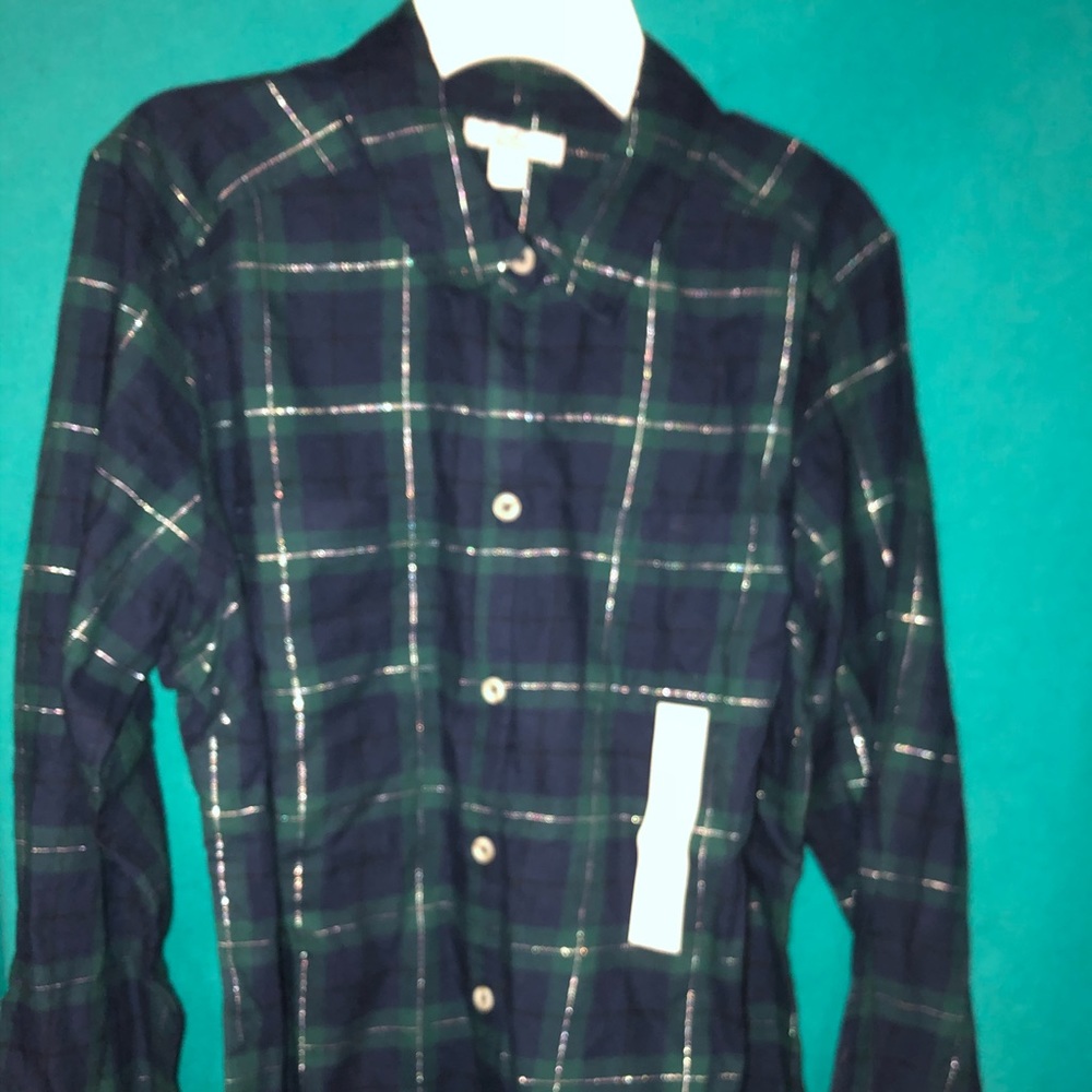 Navy and green flannel